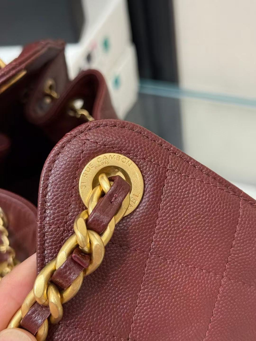 CC 25C Hobo Bags 40 cm Burgundy Calfskin