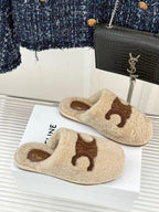 CL Elena Mule in Shearling 10mm Dark Beige Brown Wool