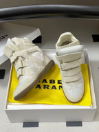 Isabel Marant Bekett High Top Wedge Sneakers White Suede