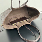 BV Reversible Tote Bag 43cm Intreccio Chocolate Brown Calfskin Suede