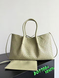 BV Reversible Tote Bag 43cm Intreccio Pistachio Green Chocolate Calfskin Suede