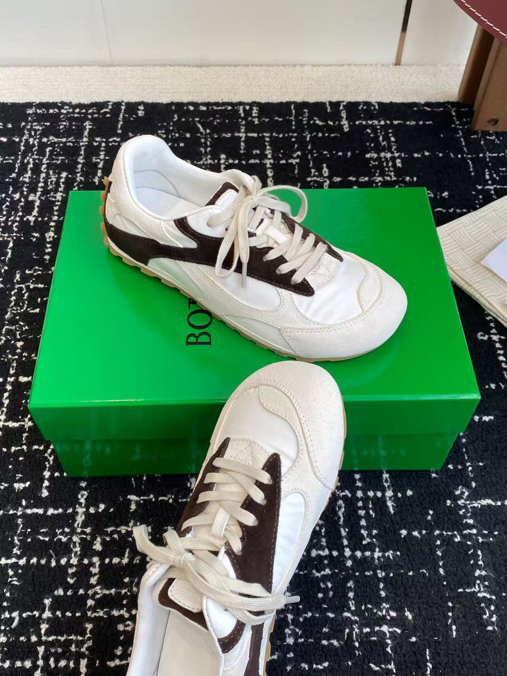 BV Orbit Flash Sneakers White Black Suede