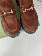 GG Horsebit Ankle Boots Brown Suede