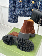 GG Horsebit Ankle Boots Brown Suede