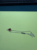 CLOVER 1 MOTIF RED SILVER BRACELET
