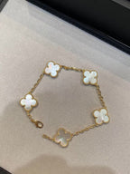 CLOVER 5 WHITE MOP SILVER BRACELET