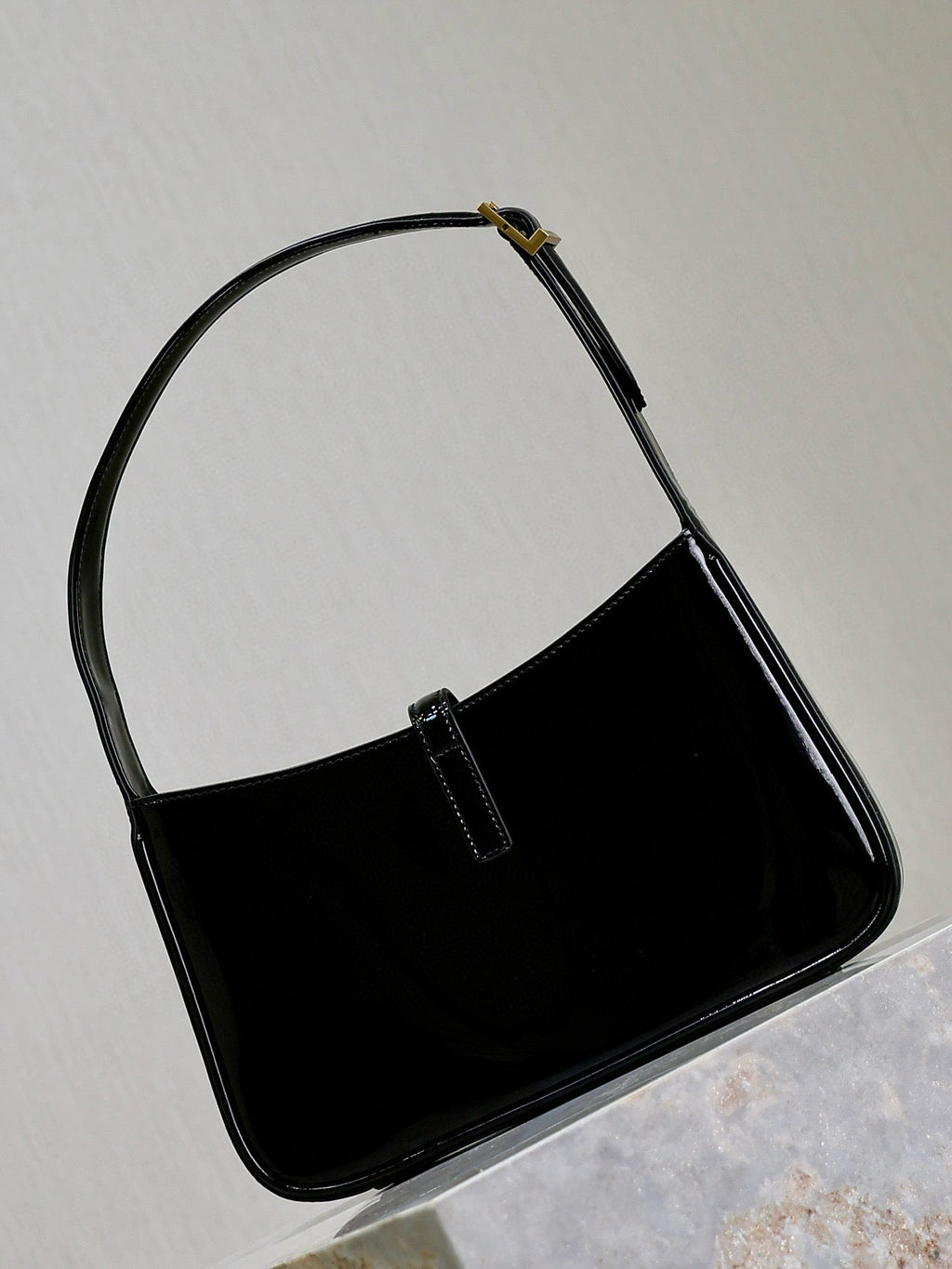YSL 2025 Le5A7 Bag 25cm Black Gold Patent Leather