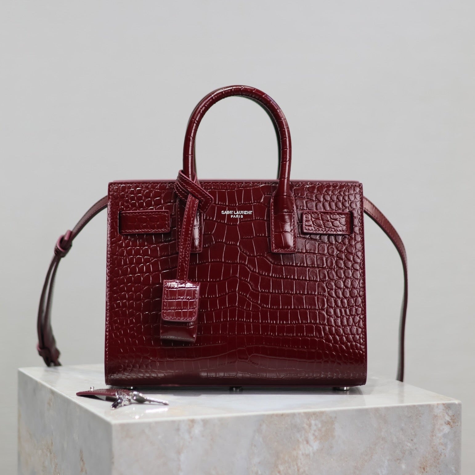 YSL 2025 Sac De Jour Nano Bag 22cm Merlot Red Leather