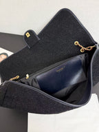 CC 2025 Maxi Flap Bag With Top Handle 56cm Black Wool Leather