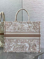 CD 2025 Book Tote 41cm Bag Brown White Canvas