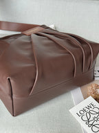 Loewe 2025 Draped Tote Bag Dark Chestnut Mellow Nappa Lambskin