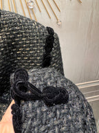 Chanel 2025 Jacket With Four Pockets And Velvet Trimblack Tweed