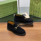 GG Horsebit Ankle Boots Black Suede