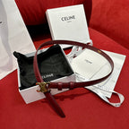 CEL 18mm Triomphe Belt in Taurillon Light Burgundy Leather