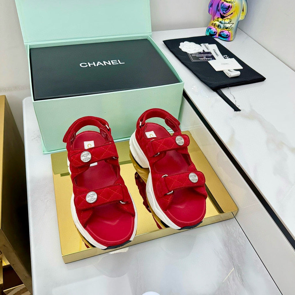 CC Sandals Electro Embroidery Red Canvas