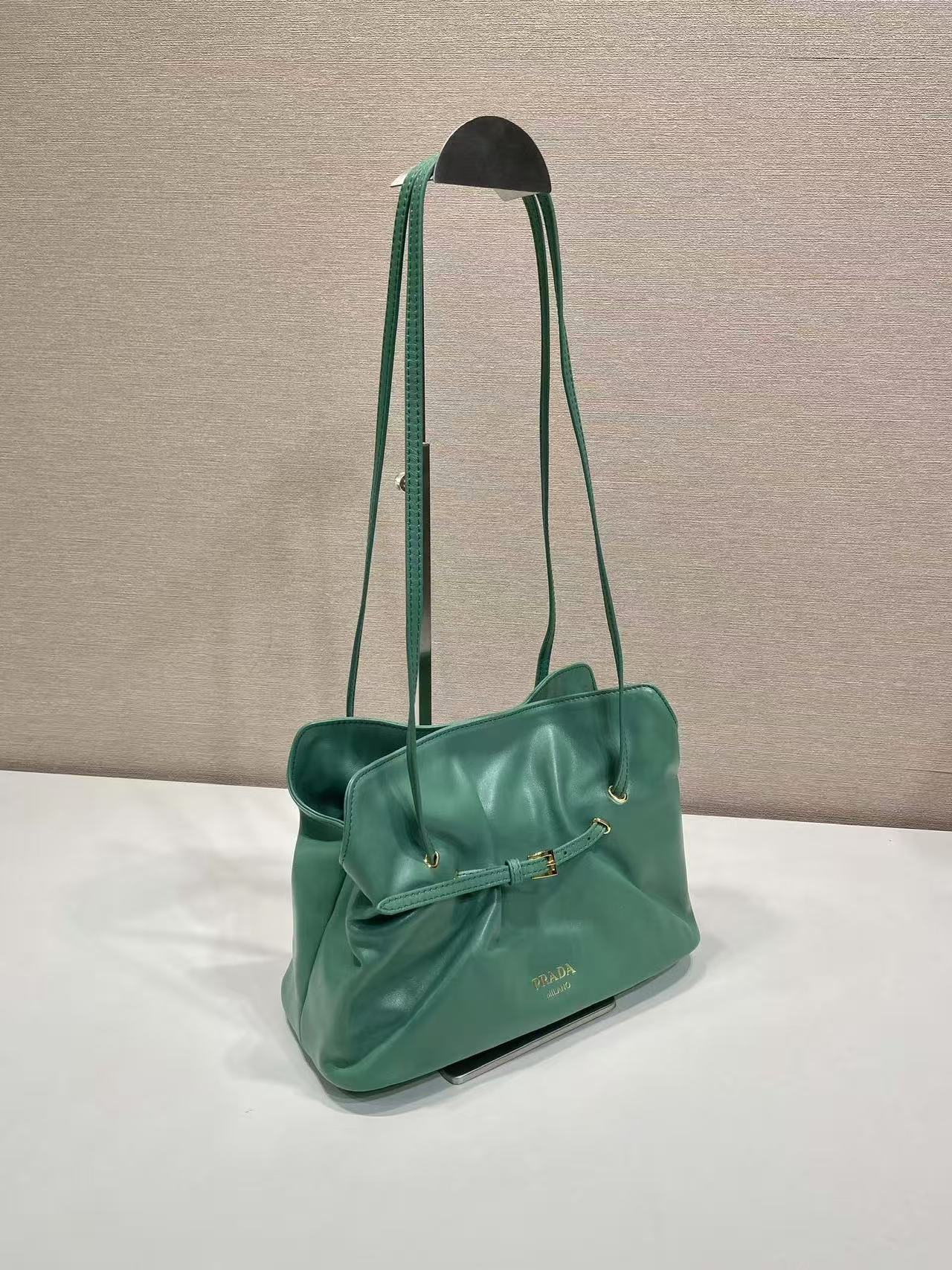 Prada Cloud Bag 25cm Jade Green Sheepskin