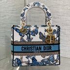CD 2025 Butterfly Book Tote Blue White Canvas