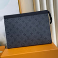 LV Pochette To-Go Bag 26cm Black Gray Canvas Cowhide