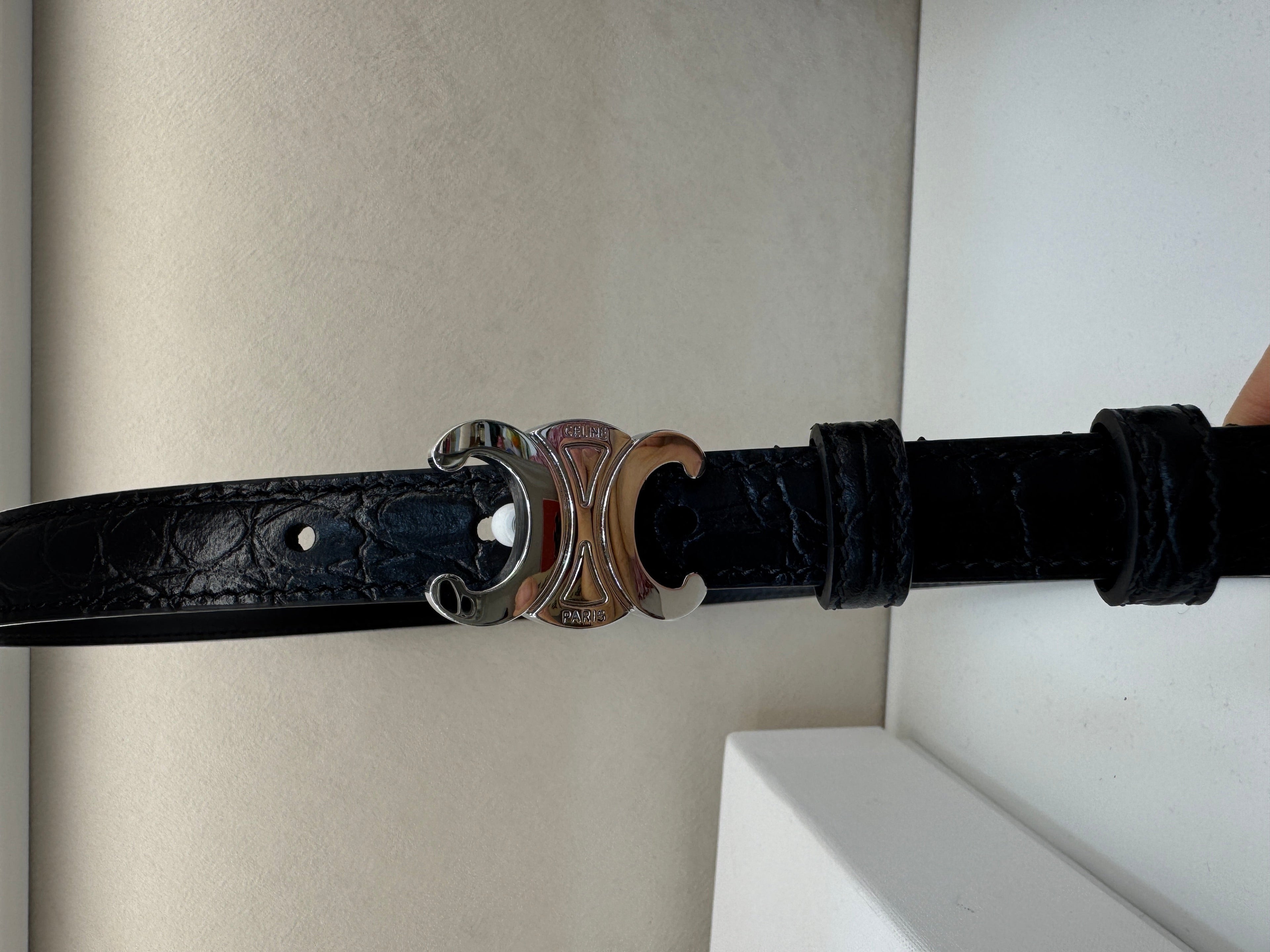 CEL Silver Buckle Belt 18mm Calfskin 176671