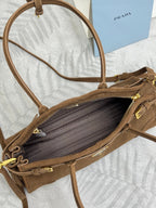 Prada Bonnie Large 32cm Brown Suede