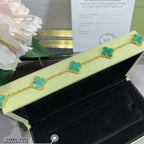 CLOVER 5 MOTIF MALACHITE GOLD BRACELET