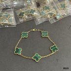 CLOVER 5 MOTIF MALACHITE GOLD BRACELET