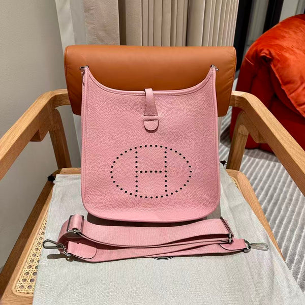HM Evelyne 23cm Pink Togo Silver Hardware