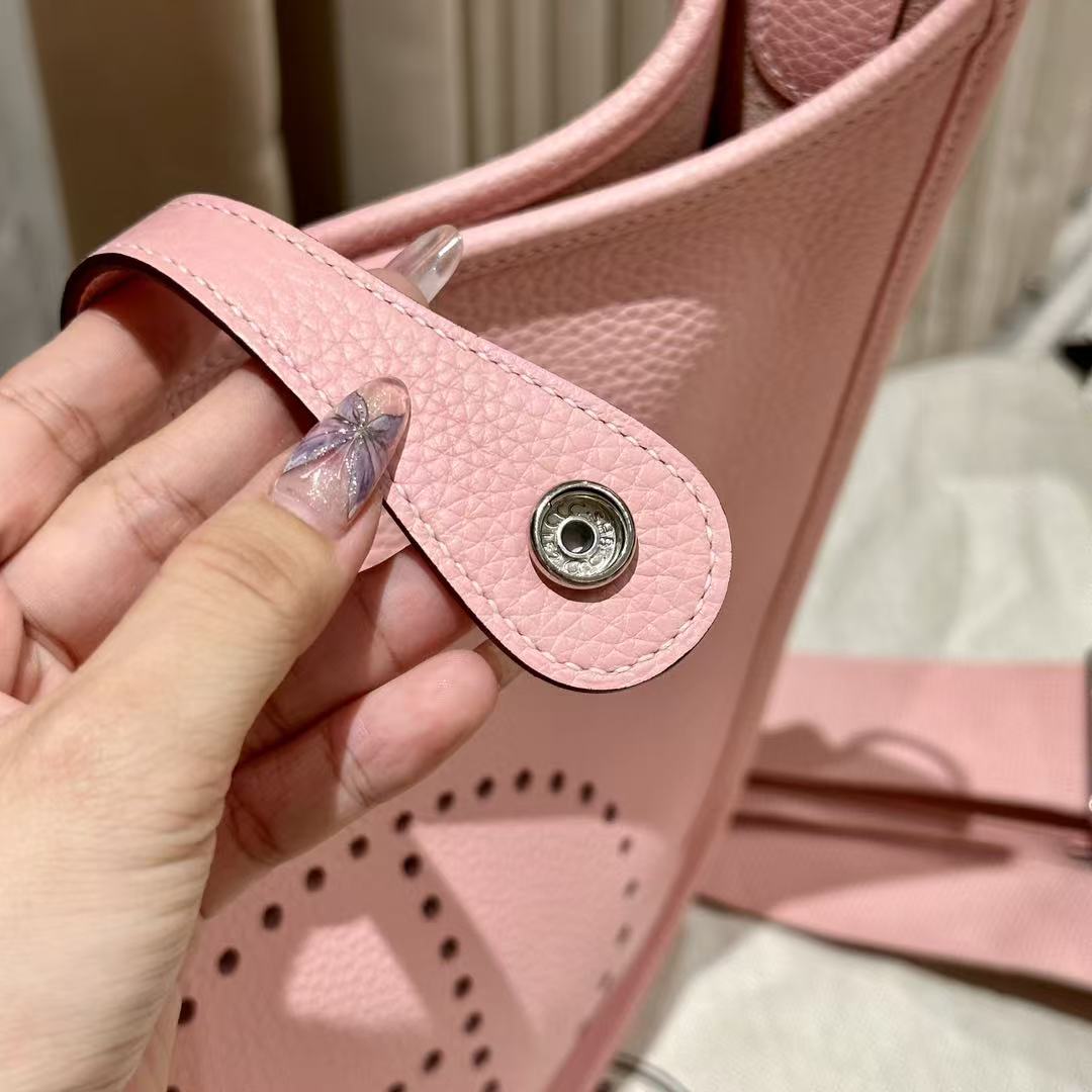 HM Evelyne 23cm Pink Togo Silver Hardware