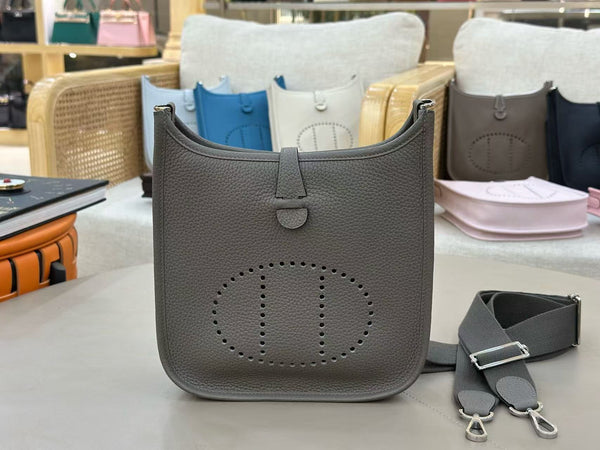 HM Evelyne 23cm Grey Togo Silver Hardware