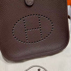 HM Evelyne 23cm Chocolate Brown Togo Silver Hardware