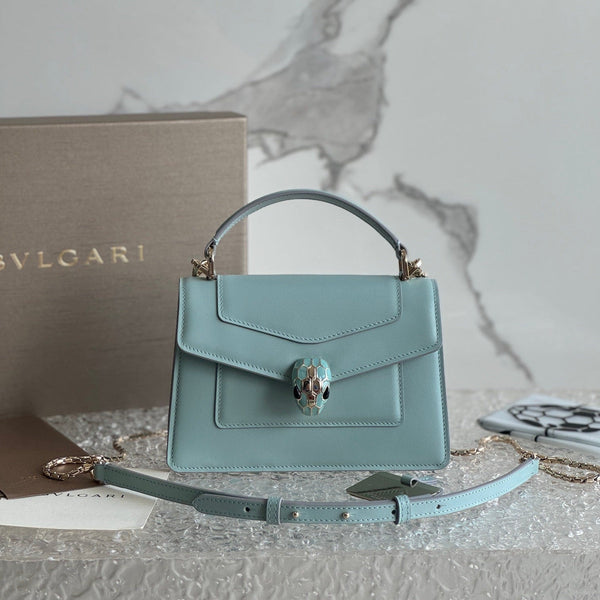 Bvlgari Serpenti Forever Shoulder Bag 19 Blue in Calfskin