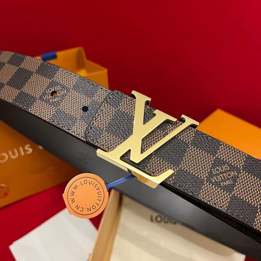 LV ICONIC 38 MM IN BROWN DAMIER CALFSKIN GOLD HARDWARE
