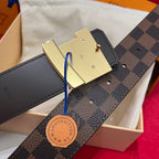 LV ICONIC 38 MM IN BROWN DAMIER CALFSKIN GOLD HARDWARE