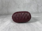 Miu Matelassé Pouch Bag 23cm Burgundy Leather