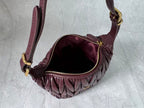 Miu Matelassé Pouch Bag 23cm Burgundy Leather