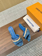 LV neo revival 55 blue denim tan leather
