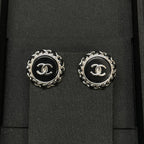 25P EARRING IN COPPER BLACK LEATHER-THREADED OVAL