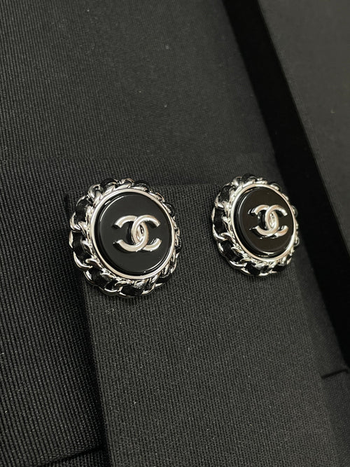 25P EARRING IN COPPER BLACK LEATHER-THREADED OVAL