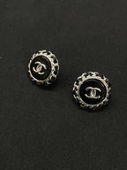 25P EARRING IN COPPER BLACK LEATHER-THREADED OVAL