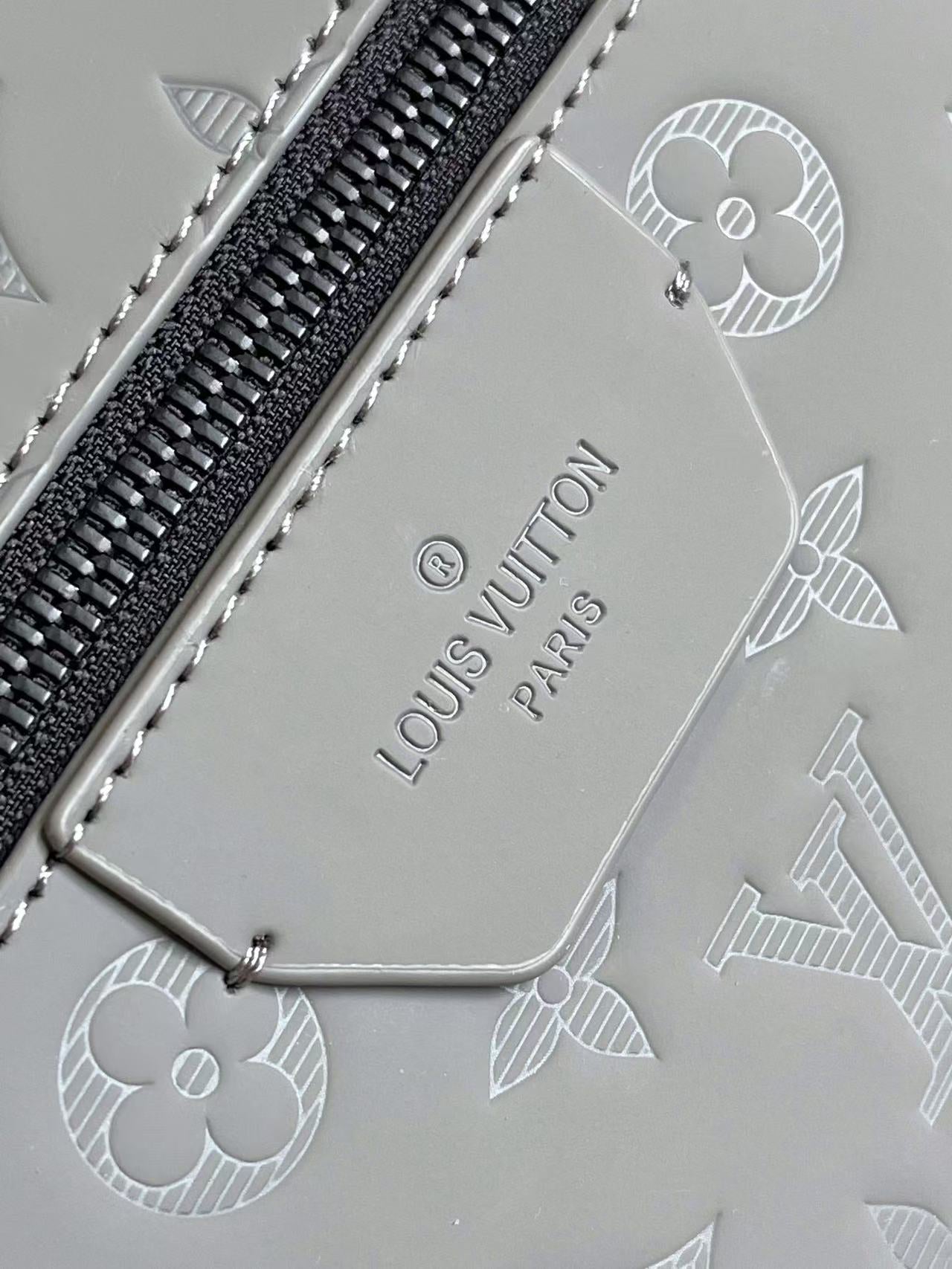 LV Discovery Backpack Gray in Monogram Embossed Cowhide Leather