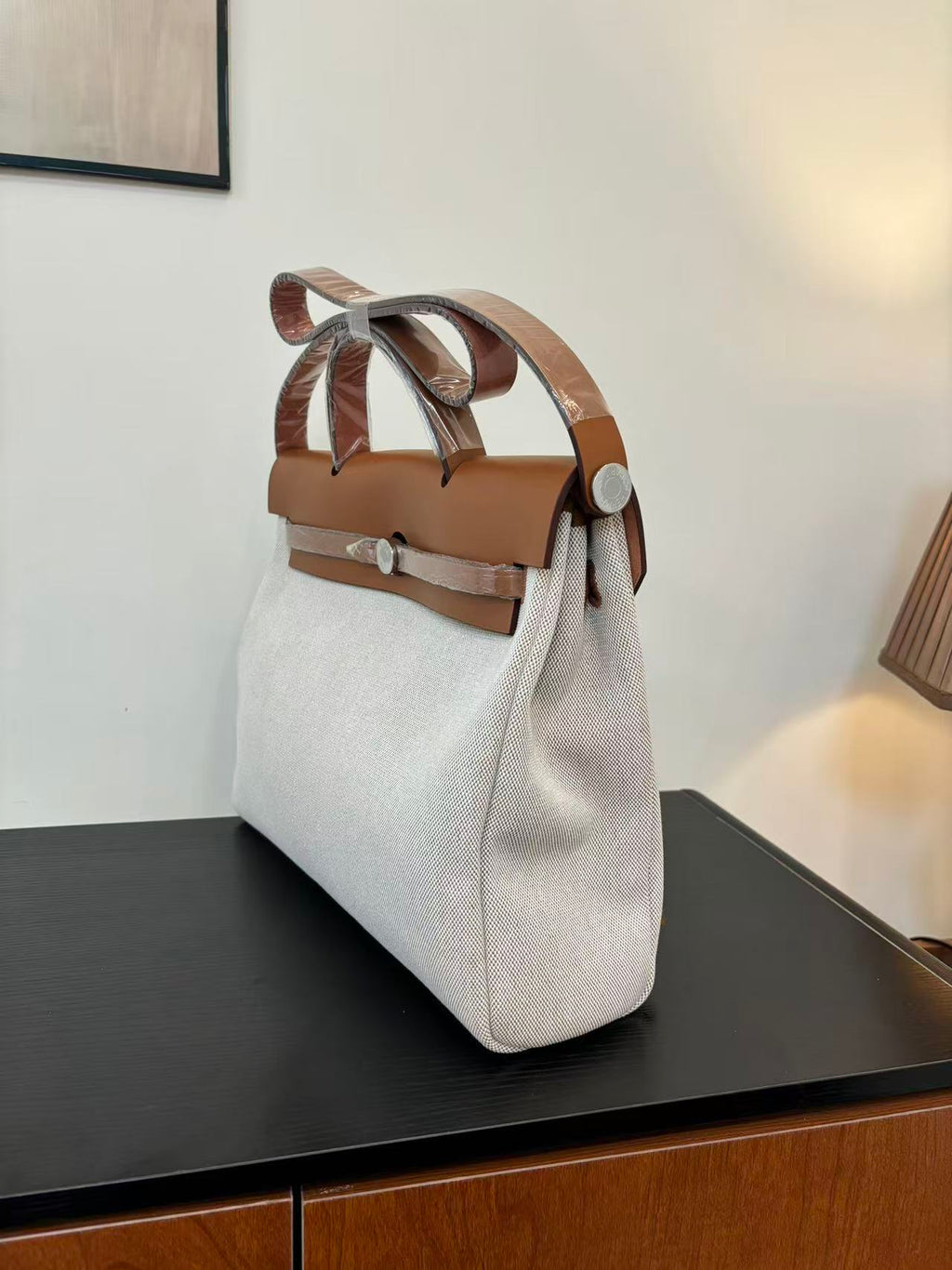 HERBAG MESSENGER 39 BAG IN BROWN CANVAS WAXED LEATHER