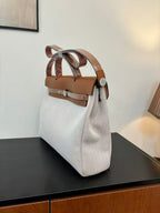 HERBAG MESSENGER 39 BAG IN BROWN CANVAS WAXED LEATHER