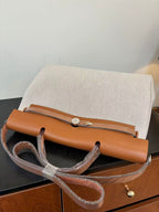 HERBAG MESSENGER 39 BAG IN BROWN CANVAS WAXED LEATHER
