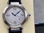 Pasha 41 mm mechanical silver white dial black leather