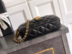 CC 25A Touch Phone Holder Bag 17.5cm with Chain Black Brown Lamskin