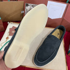 Loro Piana Suede Summer Walk Loafers Dark Grey