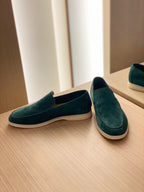 Loro Piana Suede Summer Walk Loafers Dark Green