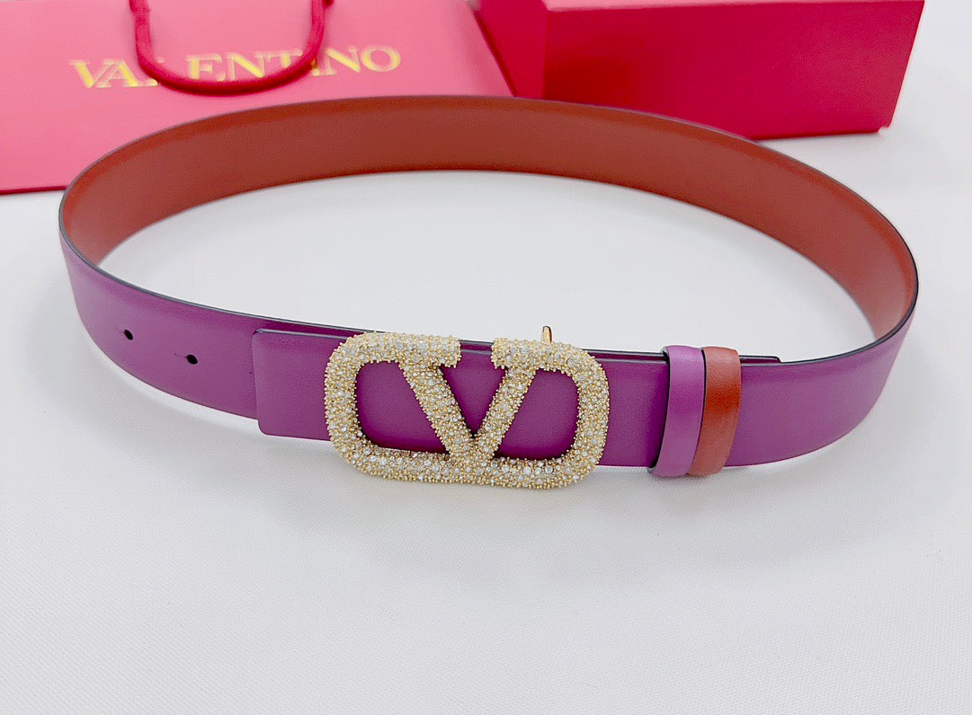 VLOGO SIGNATURE REVERSIBLE BELT 40MM PURPLE  CALFSKIN