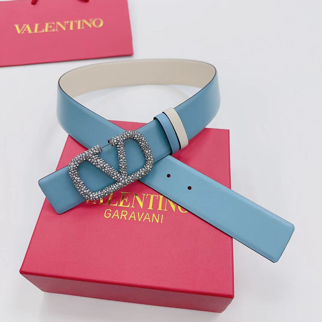 VLOGO SIGNATURE REVERSIBLE BELT 40MM BLUE  CALFSKIN
