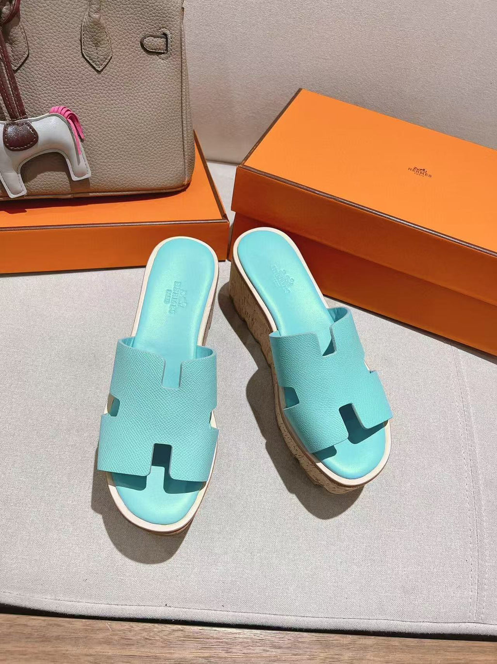 EZE 65 SANDAL MINT BLUE CALFSKIN